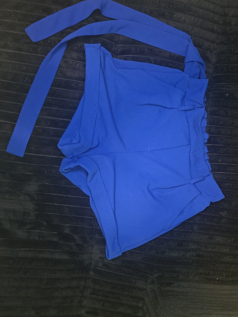Haute Monde Royal Blue High-Waist Paperbag Tie Shorts